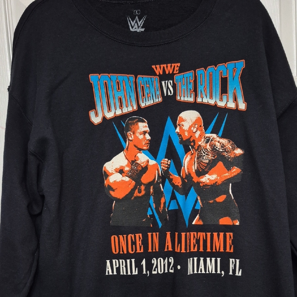 WWE Black Sweatshirt with John Cena vs The Rock Graphic